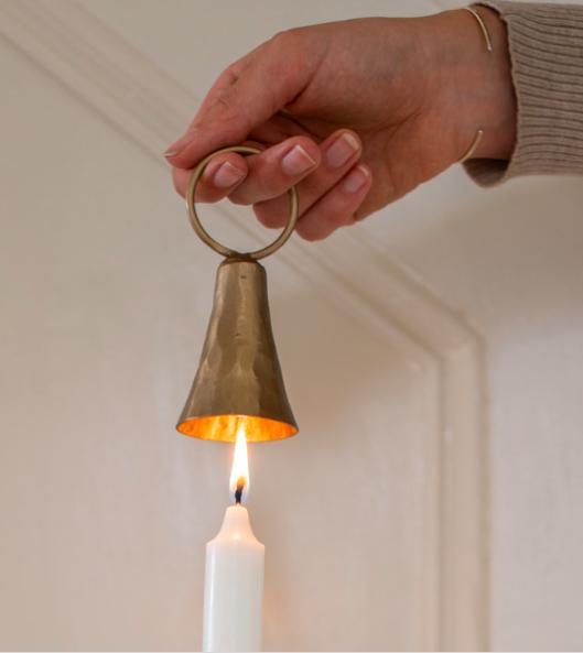 brass rustic bell shaped candle snuffer