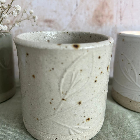 Refillable Ceramic Candle - Nude Oatmeal Speckle